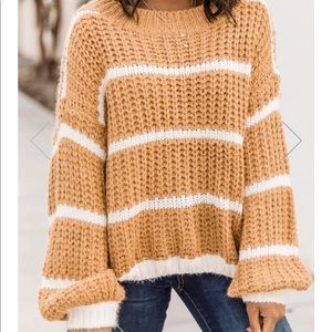 Pink Lily Mustard Striped Sweater